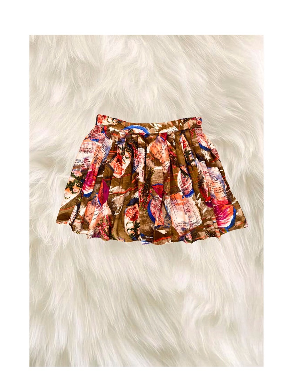 Vintage Kensington Square Re Paved Upcycled Abstract Pleated Mini Skirt L USA
